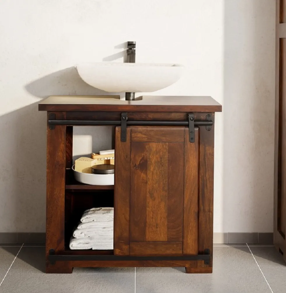 Waschbeckenunterschrank 68x64cm 'Bayamo' Mango & Eisen