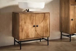 Waschbeckenunterschrank 60x60cm 'Swing' Mango & Metall schwarz