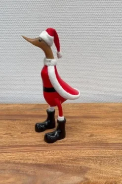 Weihnachts-Ente 25cm "Ente" Teakholz & Bambus