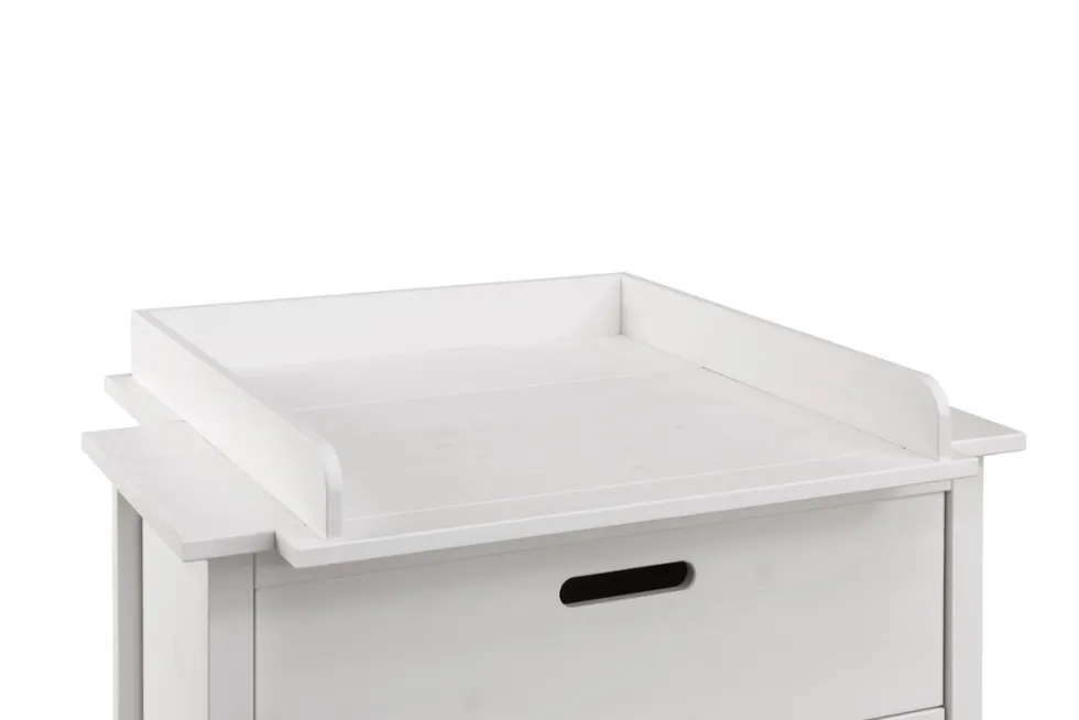 Wickelkommode 91cm mit Aufsatz "Maja" Kiefer massiv weiß lackiert