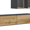 Wohnwand I 285cm 'Locarno' Wildeiche massiv & MDF anthrazit inkl.Beleuchtung