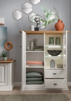 Wohnwand I "Jale" Kiefer & Eiche massiv WZ-0622