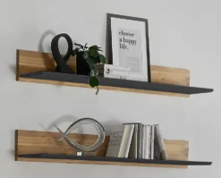 Wohnwand IV 320cm 'Locarno' Wildeiche massiv & MDF anthrazit