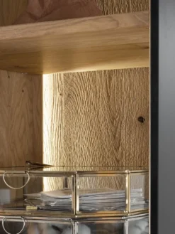 Wohnwand mit Beleuchtung 'Boston ' Wildeiche geölt & Glas anthrazit