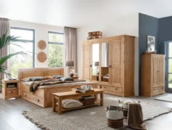 Wäscheschrank 108cm 'Anne' Kiefer eichefarbig