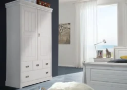 Wäscheschrank 120cm 2-trg. 'Mailand-Weiß' Kiefer weiß SZ-0132
